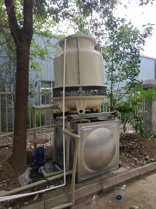 四川广汉GL-15T圆形逆流冷却塔淬火液闭循环系统安装现场
